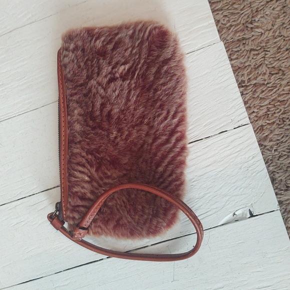 Patricia Nash Handbags - Patricia Nash Piedmont Laser Cut Sherpa and Leather Wristlet - Tan